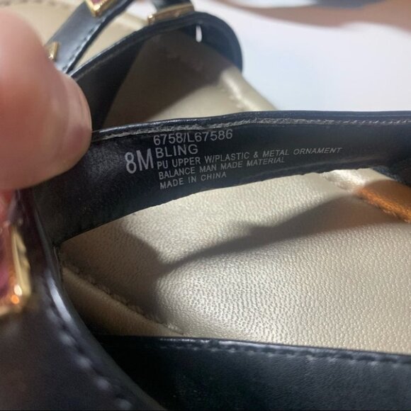 Paradise Bay Sandals Women’s Size 8 US “Bling” Black Jewels Gold Strappy Vegan - Picture 11 of 11